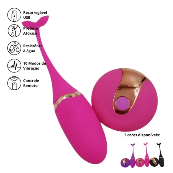 Vibrador Baleia Gold Ring com Controle Remoto Sem Fio USB