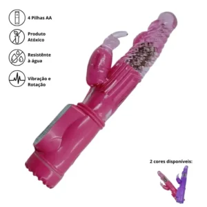 Vibrador Feminino Rabbit com Estimulador de Clitóris Coelho Multivelocidades com 36 vibrações e 8 rotações