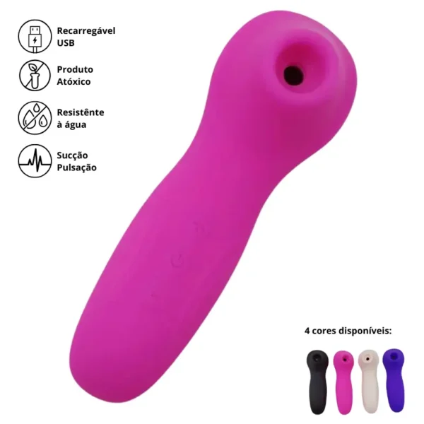 Vibrador Sugador Estimulador de Clitóris em Silicone com 10 Intensidades de Pulsação e Recarregável por USB 1